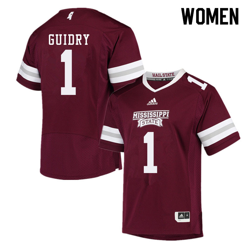 Women #1 Stephen Guidry Mississippi State Bulldogs College Football Jerseys Sale-Maroon